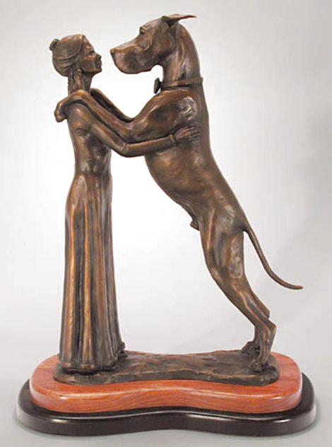 Shall We Dance Bronze Sculpture 2003 8 in - Great Dane Sculpture by Louise Peterson