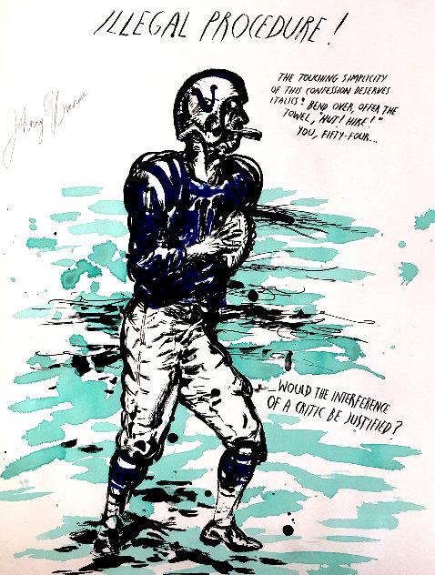 Untitled (Illegal Procedure) Unique Johnny Unitas 2000 Works on Paper (not prints) by Raymond Pettibon