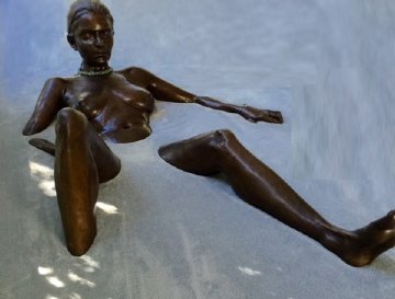 Bather Bronze Double Life Size Sculpture 1999 Sculpture - David Phelps