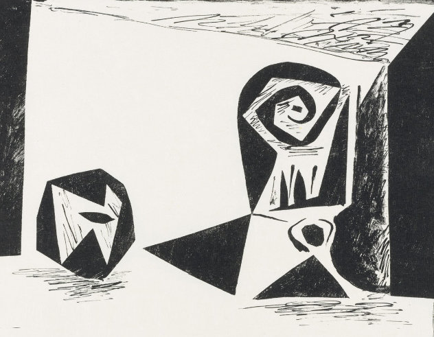 Composition With Stemmed Glass PP 1947 - Mourlot Limited Edition Print by Pablo Picasso