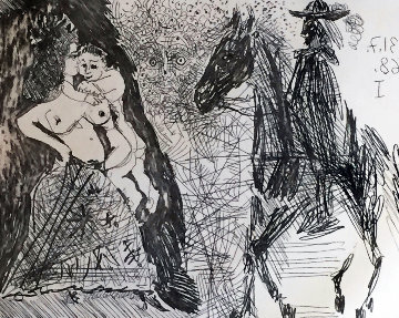 Maja Et Putto Cavalier Et Diablotin Voyeur 1968 from 347 Limited Edition Print - Pablo Picasso Maja Et Putto Cavalier Et Diablotin Voyeur 1968 from 347 Limited Edition Print - Pablo Picasso