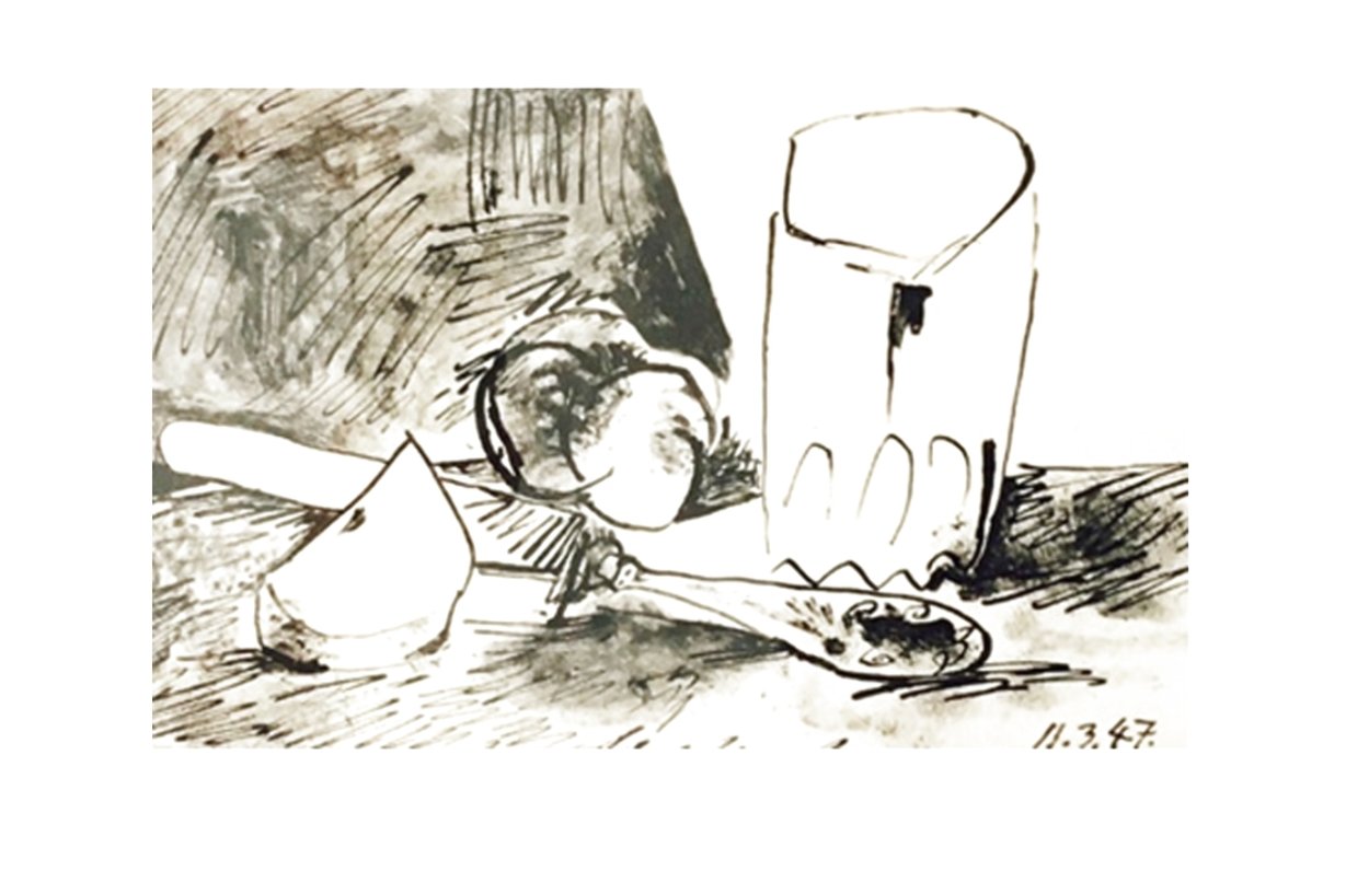 Apples, Glass and Knife (March 11, 1947) PP HS Limited Edition Print by Pablo Picasso Apples, Glass and Knife (March 11, 1947) PP HS Limited Edition Print by Pablo Picasso