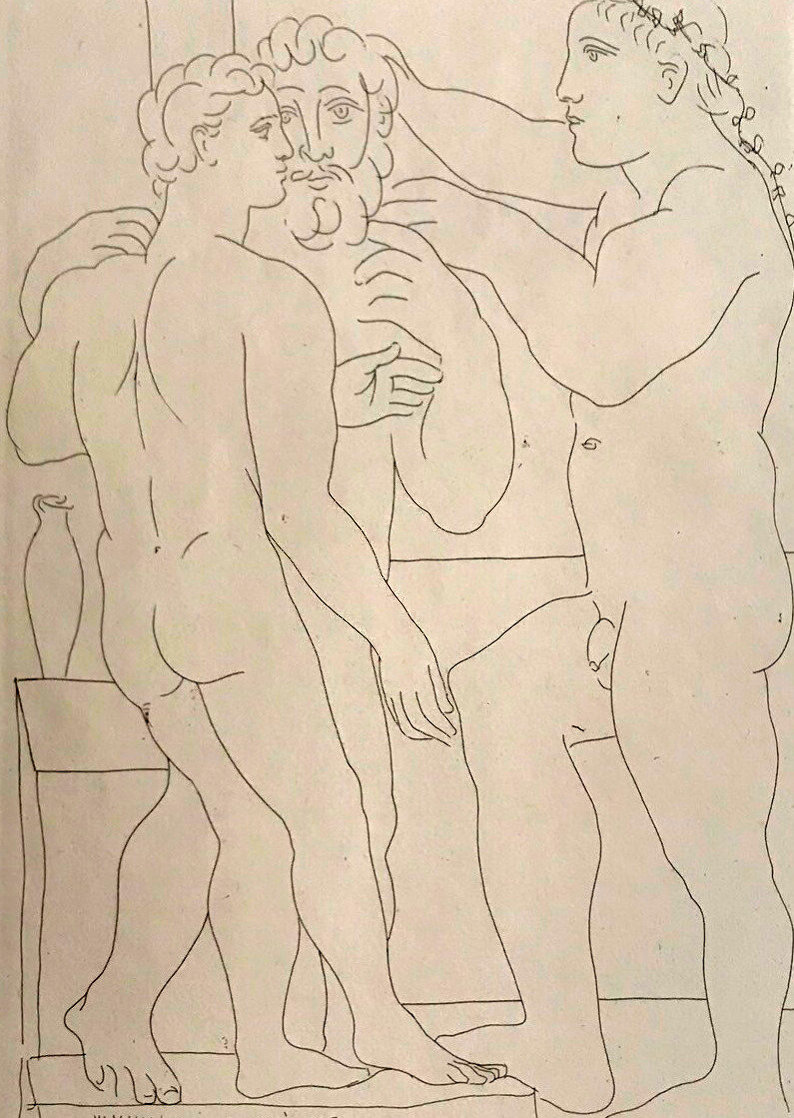 Deux Hommes Sculpts: Vollard Suite 1933 HS Limited Edition Print by Pablo Picasso Deux Hommes Sculpts: Vollard Suite 1933 HS Limited Edition Print by Pablo Picasso