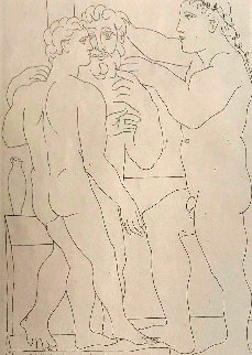Deux Hommes Sculpts: Vollard Suite 1933 HS Limited Edition Print - Pablo Picasso Deux Hommes Sculpts: Vollard Suite 1933 HS Limited Edition Print - Pablo Picasso