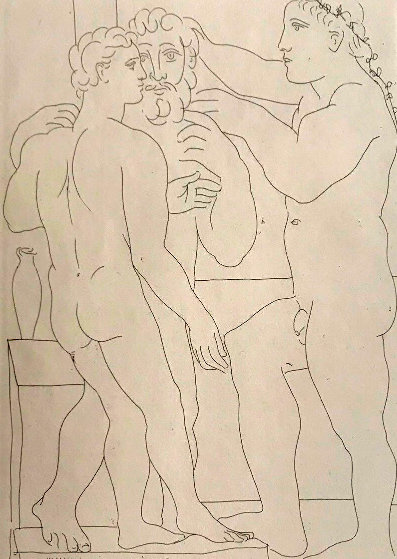 Deux Hommes Sculpts: Vollard Suite 1933 Limited Edition Print by Pablo Picasso Deux Hommes Sculpts: Vollard Suite 1933 Limited Edition Print by Pablo Picasso