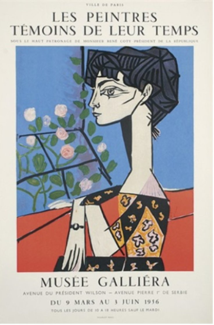 Jacqueline Avec Des Fleurs Exhibition Poster 1956 Limited Edition Print by Pablo Picasso Jacqueline Avec Des Fleurs Exhibition Poster 1956 Limited Edition Print by Pablo Picasso