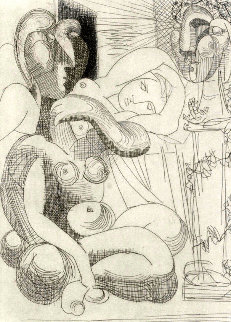 Dormeuse Et Sculptures 1961 Limited Edition Print - Pablo Picasso Dormeuse Et Sculptures 1961 Limited Edition Print - Pablo Picasso