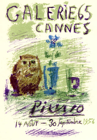 Lithographic Version of Galerie 65, Cannes 1956, Exhibition Poster 1956 Limited Edition Print - Pablo Picasso