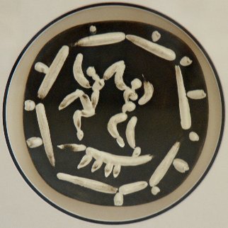 Deux Danseurs (Two Dancers) Clay Plaque 1956 10x10 Sculpture - Pablo Picasso