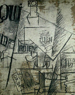 Papiers Colles 1910-1914 (Qui: Bouteille Table Et Verres) 1966 Limited Edition Print by Pablo Picasso - 0 Papiers Colles 1910-1914 (Qui: Bouteille Table Et Verres) 1966 Limited Edition Print by Pablo Picasso - 0