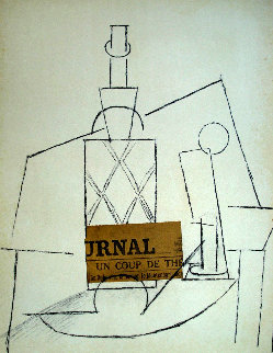 Papiers Colles 1910-1914 (Bouteille De Rhum Paille, Verre Et Le Jour 1966 Limited Edition Print - Pablo Picasso Papiers Colles 1910-1914 (Bouteille De Rhum Paille, Verre Et Le Jour 1966 Limited Edition Print - Pablo Picasso