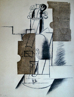 Papiers Colles 1910-1914 (Guitare) 1966 Limited Edition Print - Pablo Picasso Papiers Colles 1910-1914 (Guitare) 1966 Limited Edition Print - Pablo Picasso