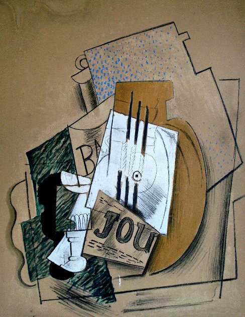 Papiers Colles 1910-1914 (Bouteille De Bass, Verre Et Le Journal) 1966 Limited Edition Print by Pablo Picasso