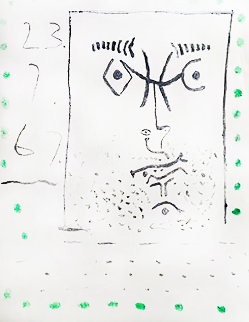 Face With Green Dots AP 1967 Limited Edition Print - Pablo Picasso Face With Green Dots AP 1967 Limited Edition Print - Pablo Picasso