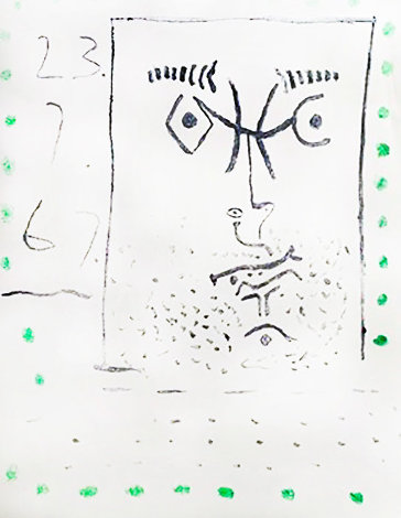 Face With Green Dots AP 1967 Limited Edition Print - Pablo Picasso