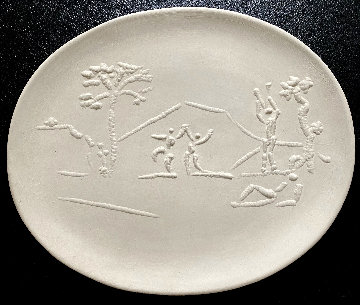 Danseurs Et Joueurs De Diaule Earthenware Oval Dish 1956 15 in Sculpture - Pablo Picasso Danseurs Et Joueurs De Diaule Earthenware Oval Dish 1956 15 in Sculpture - Pablo Picasso