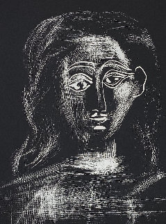 Jacqueline Aux Chevaux Flous, En Buste Linocut 1962 Limited Edition Print - Pablo Picasso Jacqueline Aux Chevaux Flous, En Buste Linocut 1962 Limited Edition Print - Pablo Picasso