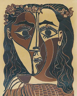 Petite Tête De Femme Couronnée Linocut 1962 Limited Edition Print - Pablo Picasso Petite Tête De Femme Couronnée Linocut 1962 Limited Edition Print - Pablo Picasso