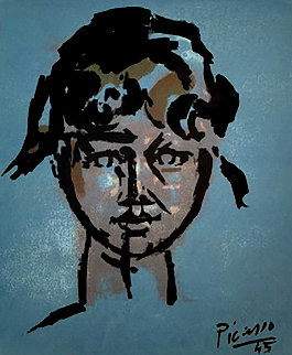 Fille Sur Bleu AP 1945 Limited Edition Print - Pablo Picasso Fille Sur Bleu AP 1945 Limited Edition Print - Pablo Picasso