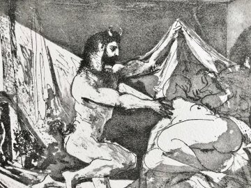 La Suite Vollard: Faune Dévoilant Une Dormeuse, Pl. 27 1936 Limited Edition Print - Pablo Picasso La Suite Vollard: Faune Dévoilant Une Dormeuse, Pl. 27 1936 Limited Edition Print - Pablo Picasso