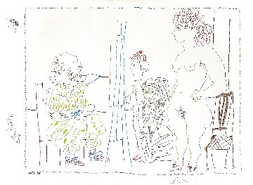 Le Modele Et Deux Personnages 1954 Limited Edition Print - Pablo Picasso Le Modele Et Deux Personnages 1954 Limited Edition Print - Pablo Picasso