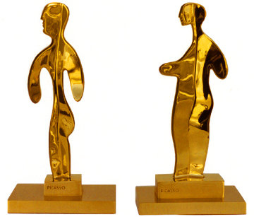 La Femme and L' Homme Bronze Sculptures 1970 12 in Sculpture - Pablo Picasso