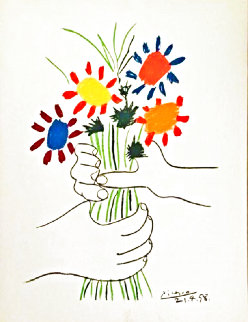 Le Bouquet De Fleurs Poster 1958 Limited Edition Print - Pablo Picasso Le Bouquet De Fleurs Poster 1958 Limited Edition Print - Pablo Picasso