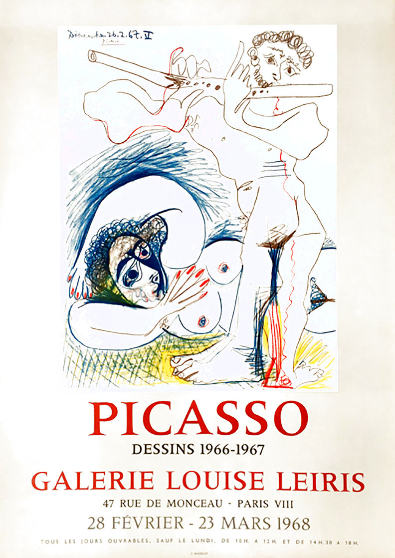 Picasso Dessins 1966-1967 Galerie Louise Leiris, Lithographic Poster 1968 Limited Edition Print by Pablo Picasso