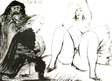 La Celestine, Sa Protegee, Et Un Jeune Gentilhomme AP 1968 HS Limited Edition Print - Pablo Picasso La Celestine, Sa Protegee, Et Un Jeune Gentilhomme AP 1968 HS Limited Edition Print - Pablo Picasso