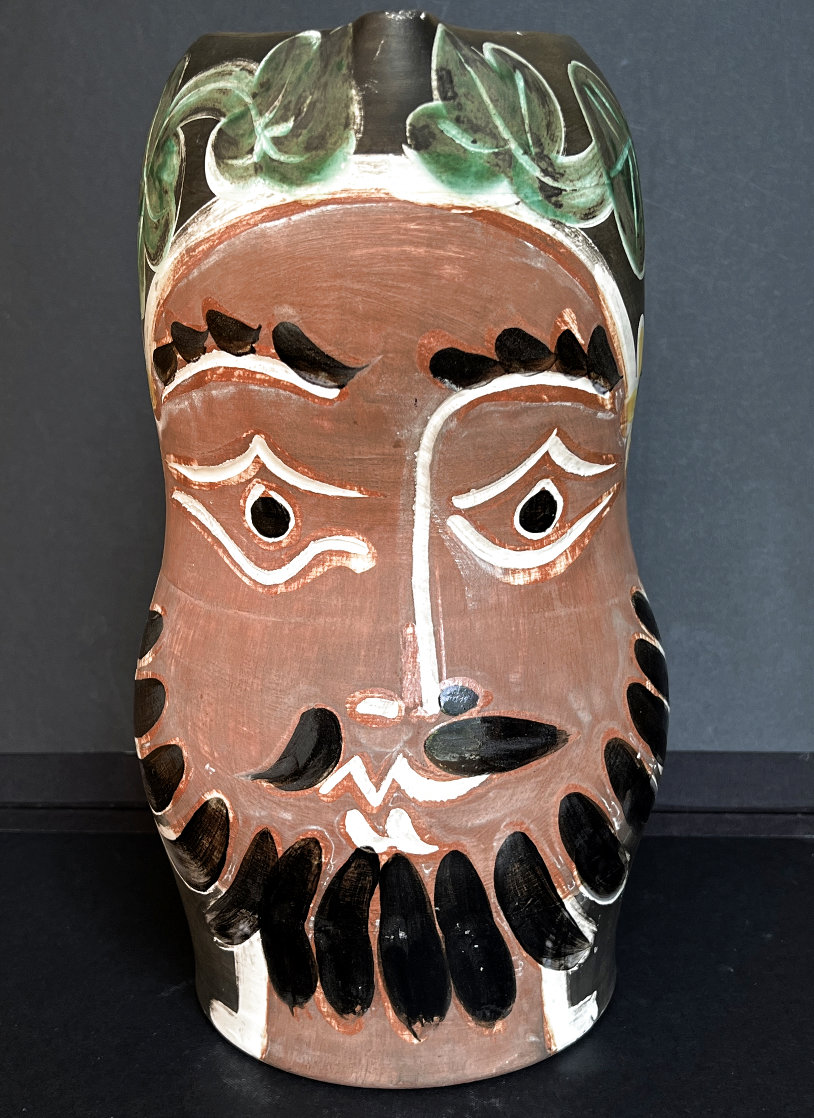 Bearded Man Ceramic Pitcher Sculpture 1953 15 in Sculpture by Pablo Picasso