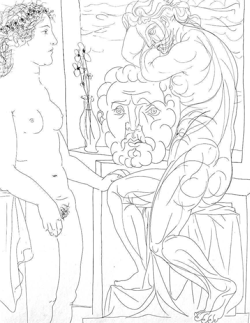 Modèle Nu Et Sculptures 1933 HS - Huge Limited Edition Print by Pablo Picasso Modèle Nu Et Sculptures 1933 HS - Huge Limited Edition Print by Pablo Picasso