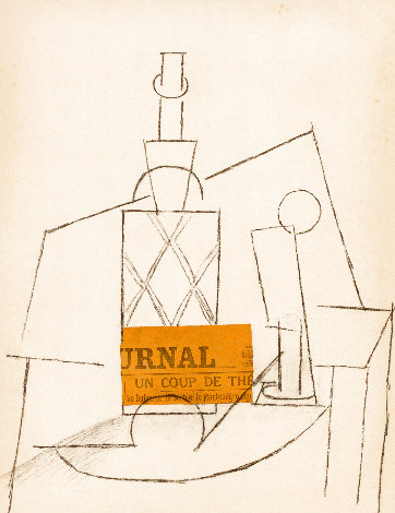 Bouteille de Rhum Paille, Verre et le Journal 1966 Limited Edition Print - Pablo Picasso