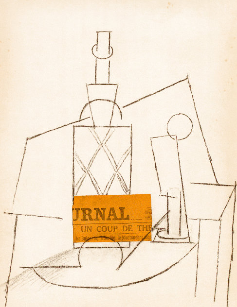 Bouteille de Rhum Paille, Verre et le Journal 1966 Limited Edition Print by Pablo Picasso