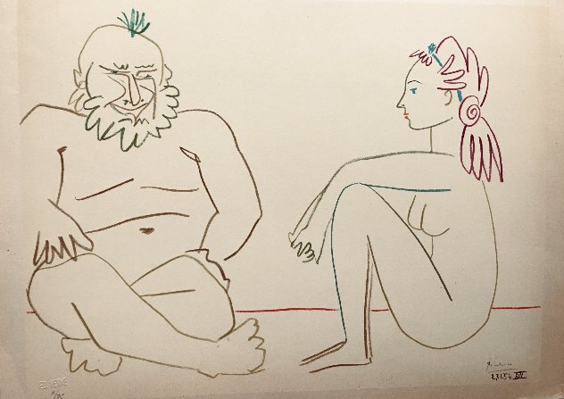 From Verve 29-30: Nude Woman, Human Comedy #12, Clown and Acrobat    1954 HS Limited Edition Print by Pablo Picasso