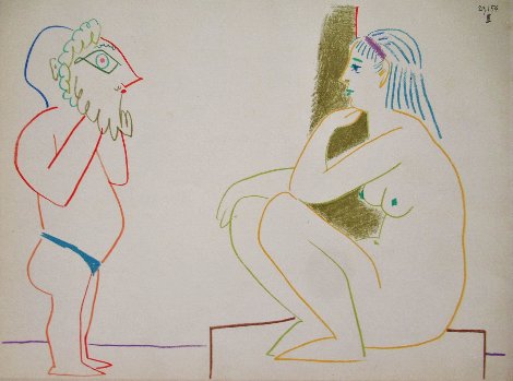 Human Comedy  I Verve: Artist in Mask with Model 1954 HS Limited Edition Print - Pablo Picasso