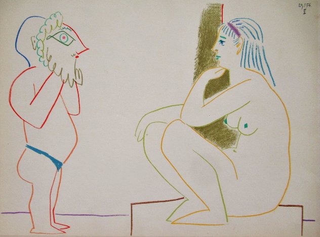 Human Comedy  I Verve: Artist in Mask with Model 1954 HS Limited Edition Print by Pablo Picasso