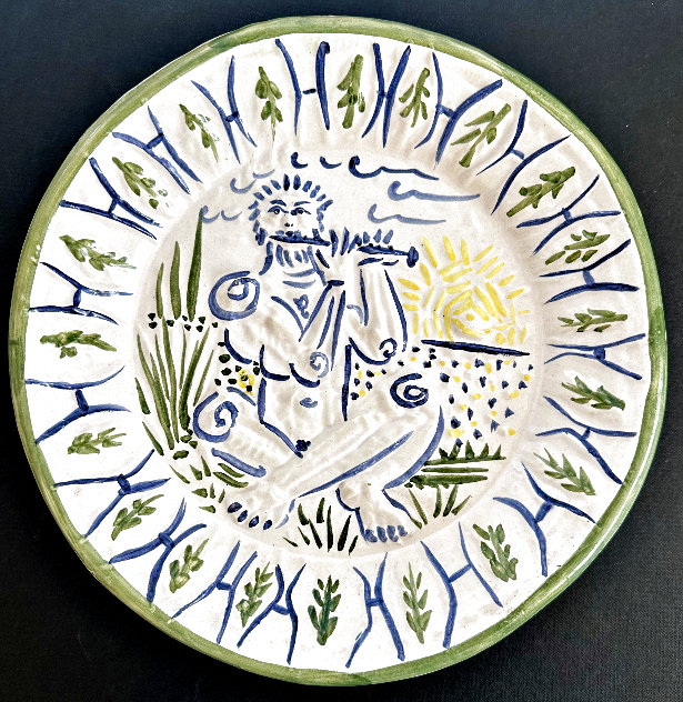 Joueur De Flute Ceramic Plate 1951 25 in Sculpture by Pablo Picasso