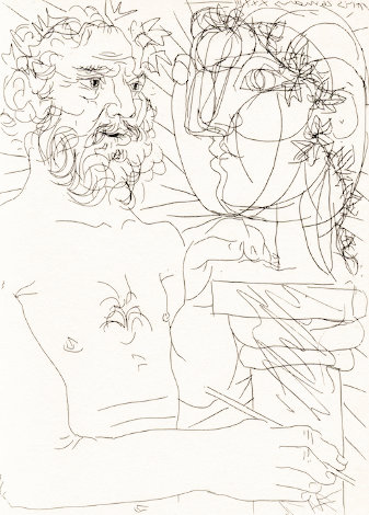 Vollard Suite: Sculptor, Half-length, at Work, Plate 49 1990 Limited Edition Print - Pablo Picasso