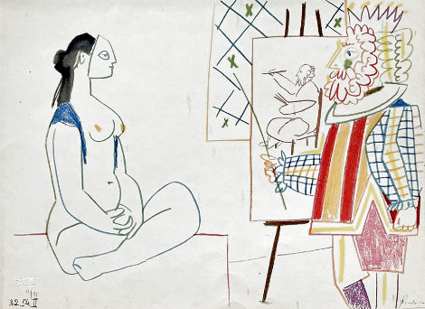 Human Comedy III: Verve 29-30 Painter and Nude Woman 1954 HS Limited Edition Print - Pablo Picasso