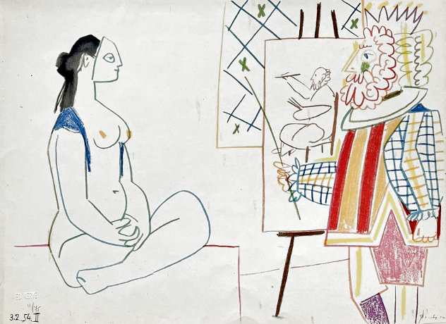 Human Comedy III: Verve 29-30 Painter and Nude Woman 1954 HS Limited Edition Print by Pablo Picasso