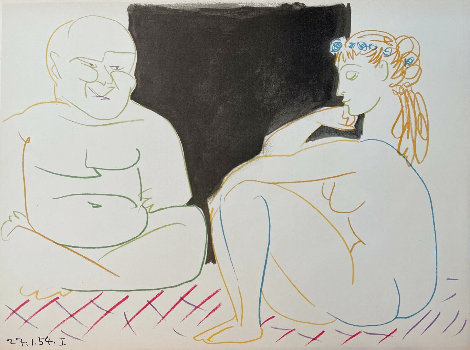 Model And Artist Seated, From Verve Plate I, Nos 29-30, Human Comedy Limited Edition Print - Pablo Picasso