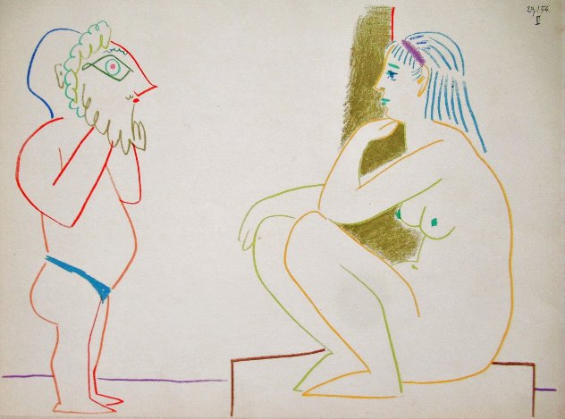 Human Comedy  I Verve: Artist in Mask with Model 1954 HS Limited Edition Print by Pablo Picasso