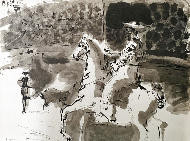 Entrance of the Picador 1970 HS xp- Hand Signed right Limited Edition Print - Pablo Picasso