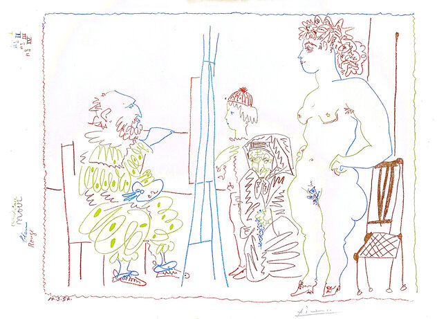 Le Modele et Deux Personnages 1954 HS by Pablo Picasso