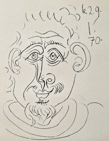 Portrait D'homme Barbu 1970 HS Limited Edition Print - Pablo Picasso