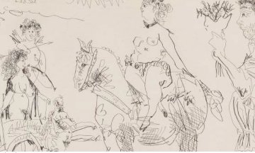 Scene De Theatre: Amazone Venus De Foire, Homme Au Bouquet 1968 Limited Edition Print - Pablo Picasso Scene De Theatre: Amazone Venus De Foire, Homme Au Bouquet 1968 Limited Edition Print - Pablo Picasso