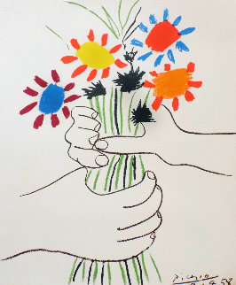 Hand With Bouquet (Bouquet of Peace) Limited Edition Print - Picasso Estate Signed Editions Hand With Bouquet (Bouquet of Peace) Limited Edition Print - Picasso Estate Signed Editions
