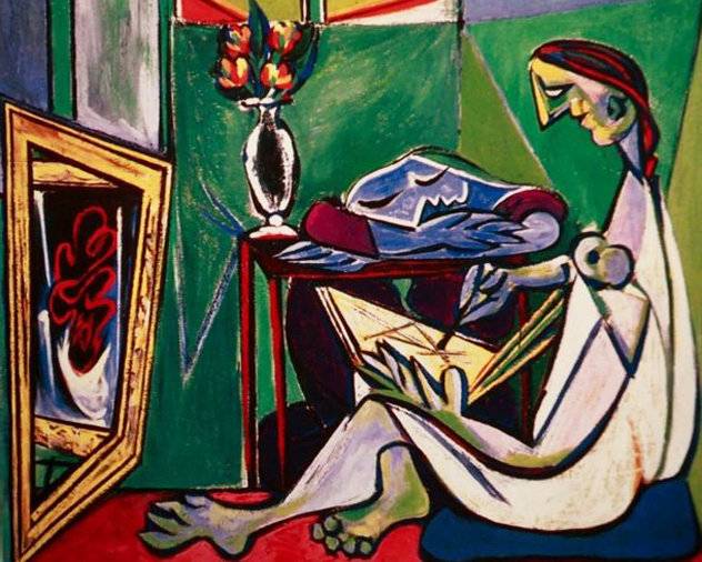 Woman Drawing Before a Mirror Limited Edition Print by  Picasso Estate Signed Editions