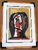 Tete De Femme En Gris Et Rouge Sur Fond Ochre Limited Edition Print by  Picasso Estate Signed Editions - 1