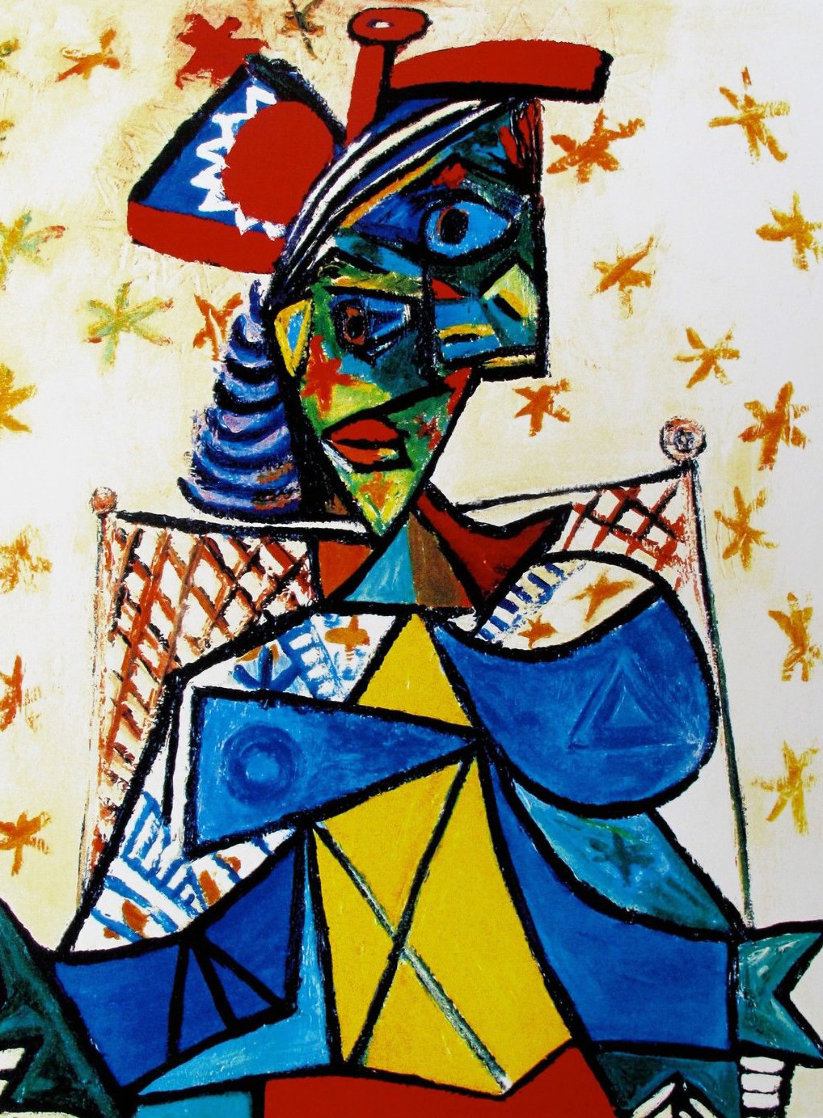 Seated Woman With Red And Blue Hat Limited Edition Print by  Picasso Estate Signed Editions